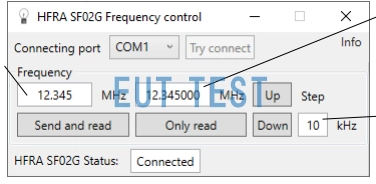 测试软件 HFRA SF02G Frequency control 设置测试频率