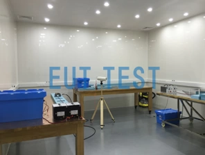Test layout inside a shielded room provided by EUTTEST