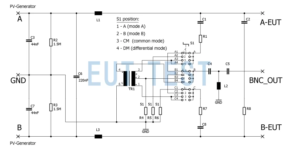 Circuit schematic diagram of DC artificial network DC AN