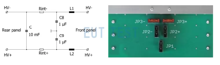 Shorting different jumpers to achieve different capacitance and series resistance configurations
